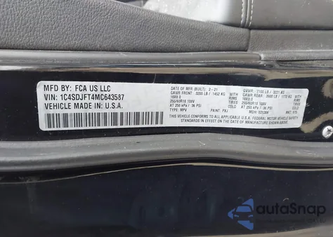 2021 Dodge Durango Pursuit Awd from USA, damaged, VIN 1C4SDJFT4MC643587